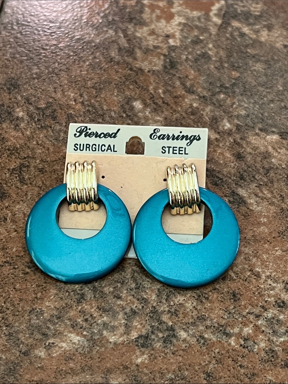 80’s Teal Hoop Drop Earrings